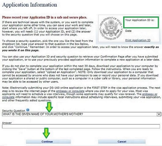 Página Inicial US GOV - Start an Application - DS-160