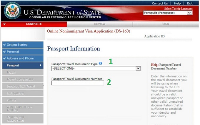 DS-160 - Passaport Information - 01
