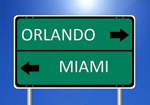 Direção de Orlando e Miami